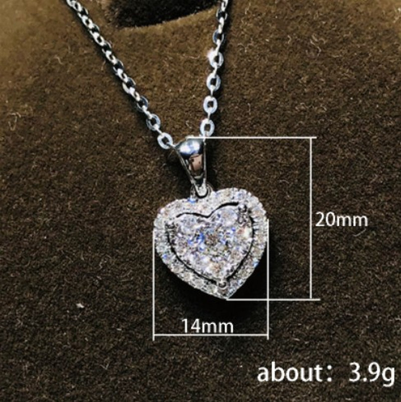 Light Luxury Minority Metal Heart-Shaped Zircon Necklace