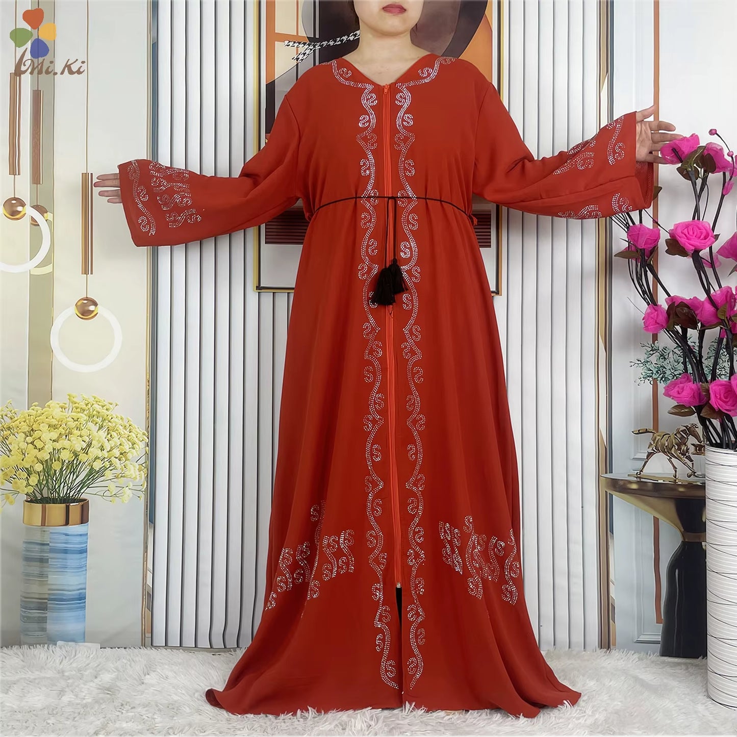 New Ramadan Muslim Dubai Abaya Long Sleeve Chiffon Loose Dashiki Muslim Cardigan Open Abayas African Women Clothing