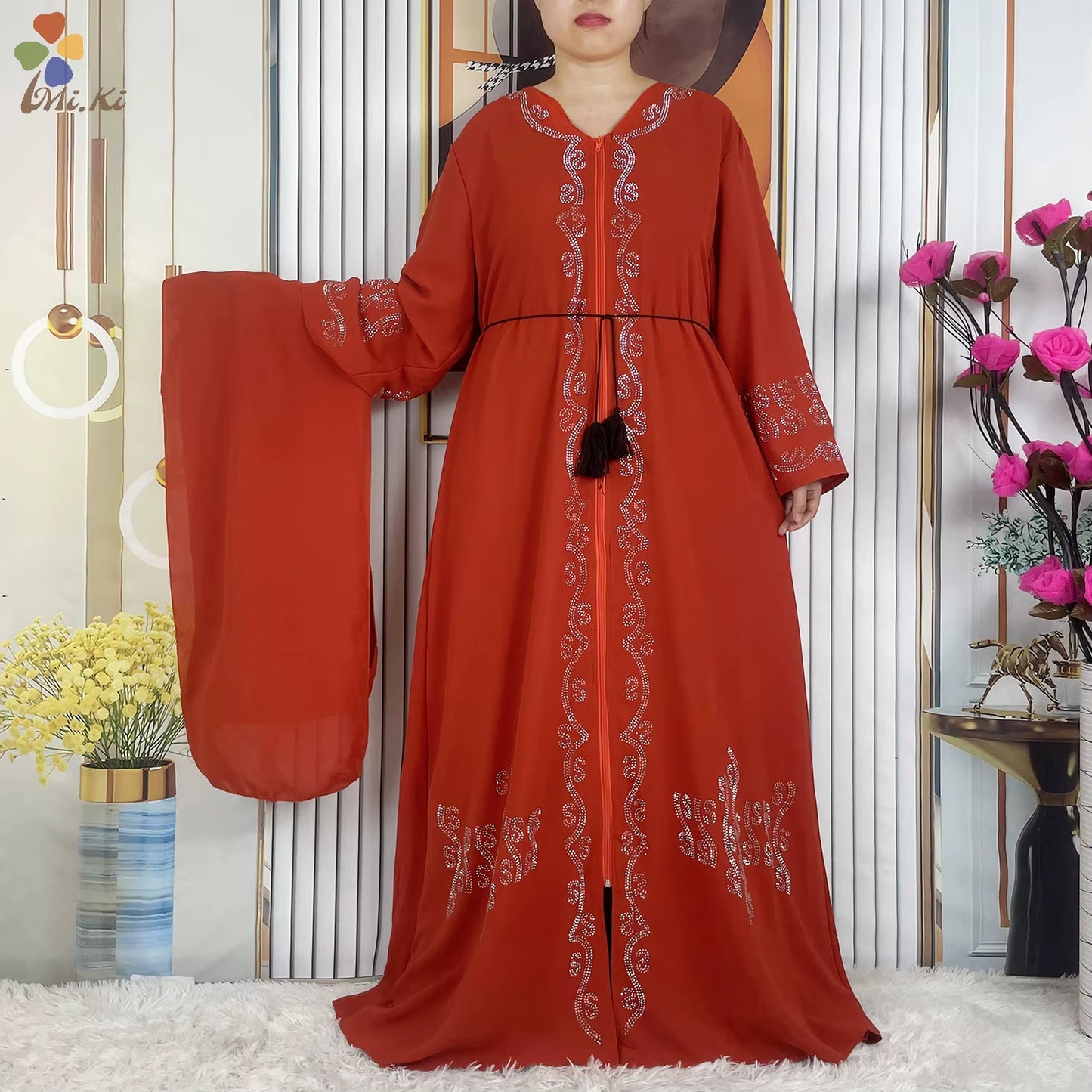 New Ramadan Muslim Dubai Abaya Long Sleeve Chiffon Loose Dashiki Muslim Cardigan Open Abayas African Women Clothing