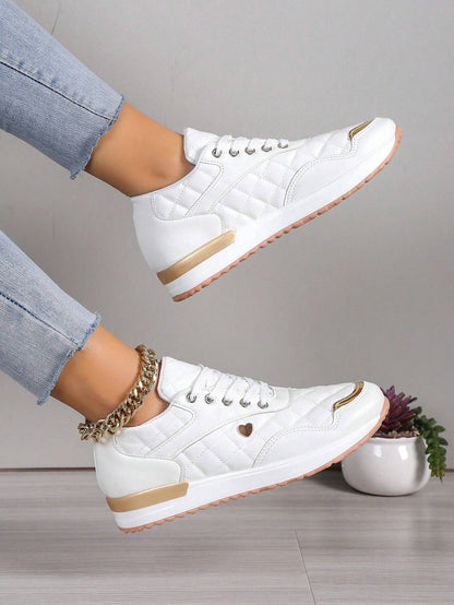 Comfortable Women'S Sneakers with Thick Soles and Lace-Up Design for Active Lifestyle