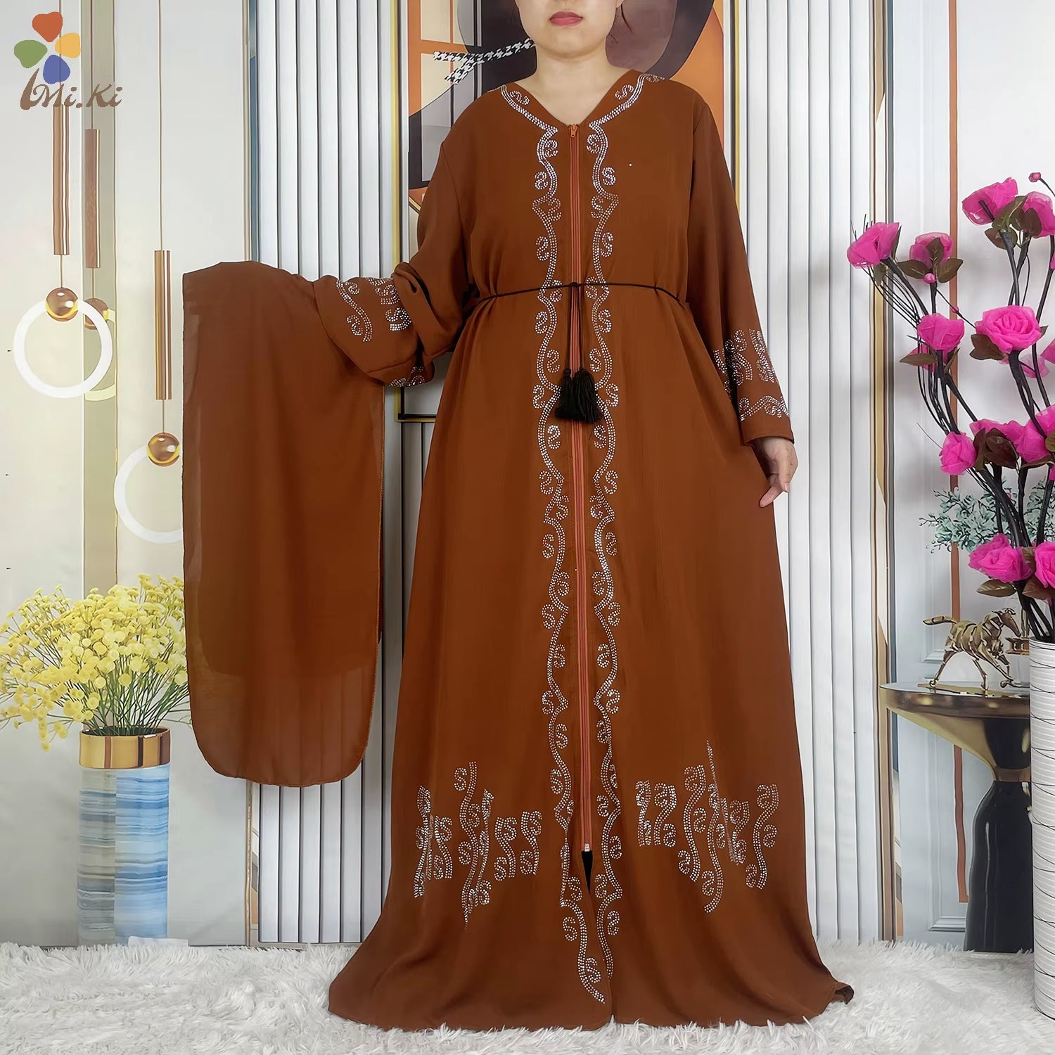 New Ramadan Muslim Dubai Abaya Long Sleeve Chiffon Loose Dashiki Muslim Cardigan Open Abayas African Women Clothing