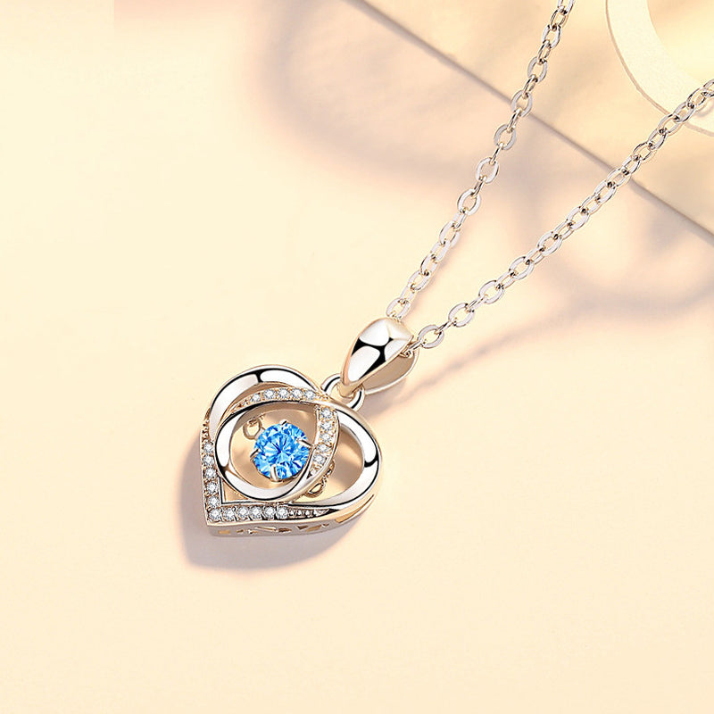 Beating Heart Necklace Women'S Korean-Style Elegant Smart Heart-Shaped Collarbone Necklace Valentine'S Day Gift Pendant