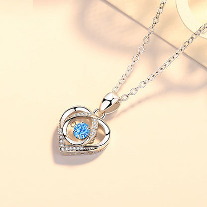 Beating Heart Necklace Women'S Korean-Style Elegant Smart Heart-Shaped Collarbone Necklace Valentine'S Day Gift Pendant