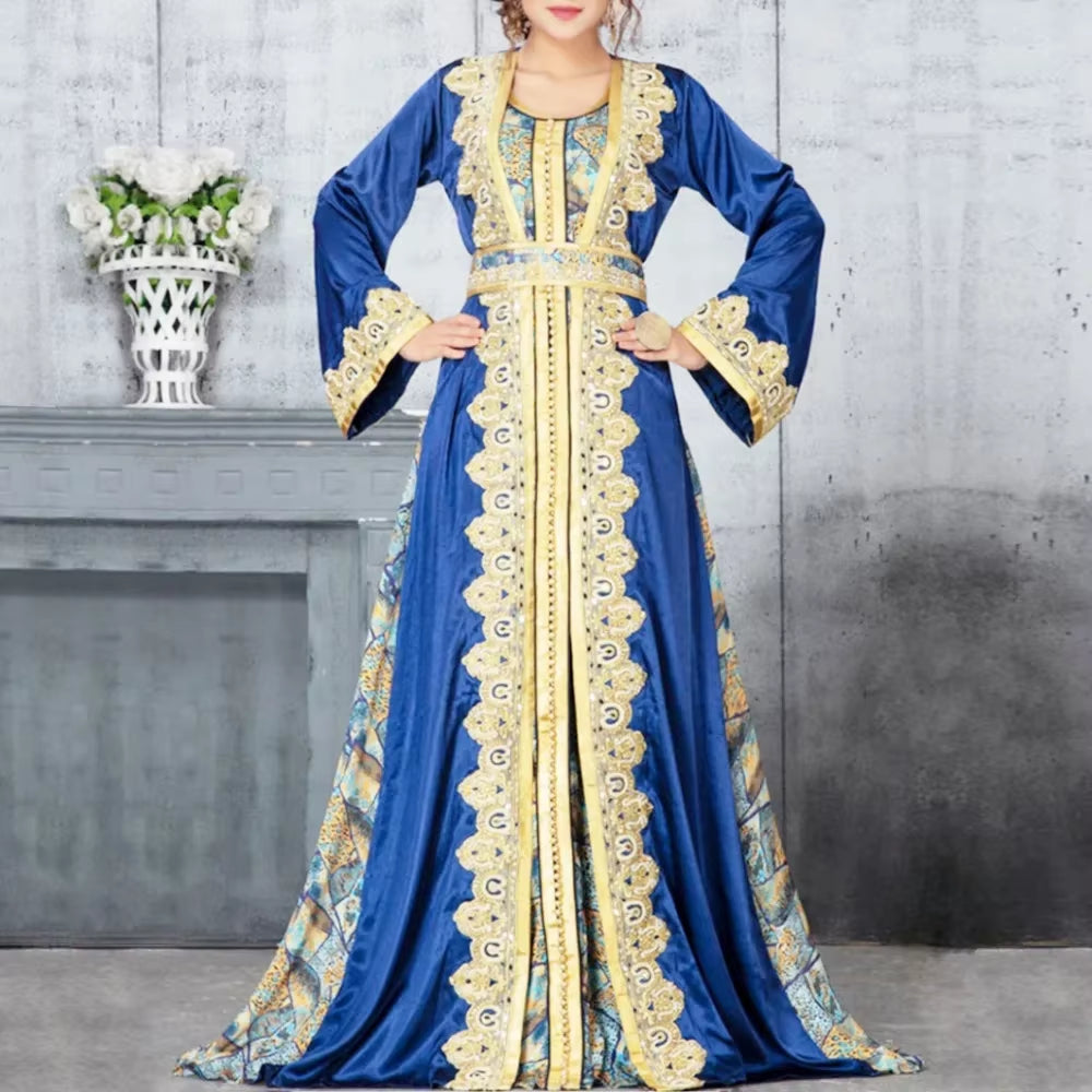 Elegant Dubai Muslim Abaya for Women - Floor-Length Long Sleeve Dress for Morocco Eid, Ramadan, and Special Occasions 2023