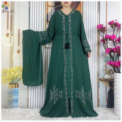 New Ramadan Muslim Dubai Abaya Long Sleeve Chiffon Loose Dashiki Muslim Cardigan Open Abayas African Women Clothing