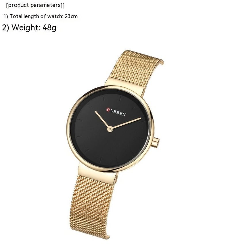 Fashion New Water Quartz Watch Women'S Mesh Belt Casual Business Pointer Watch