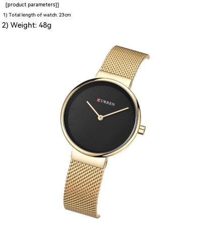 Fashion New Water Quartz Watch Women'S Mesh Belt Casual Business Pointer Watch