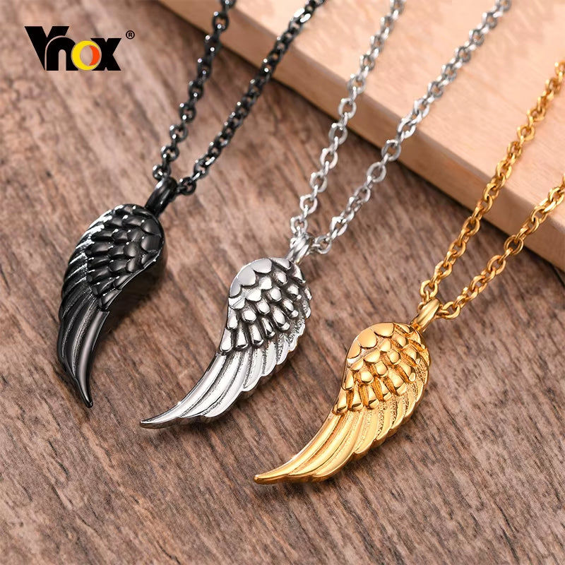 Angel Wing Cremation Necklace for Women Men,Stainless Steel Urn Pendant Ashes Holder Memorial Jewelry,Keepsake Gift