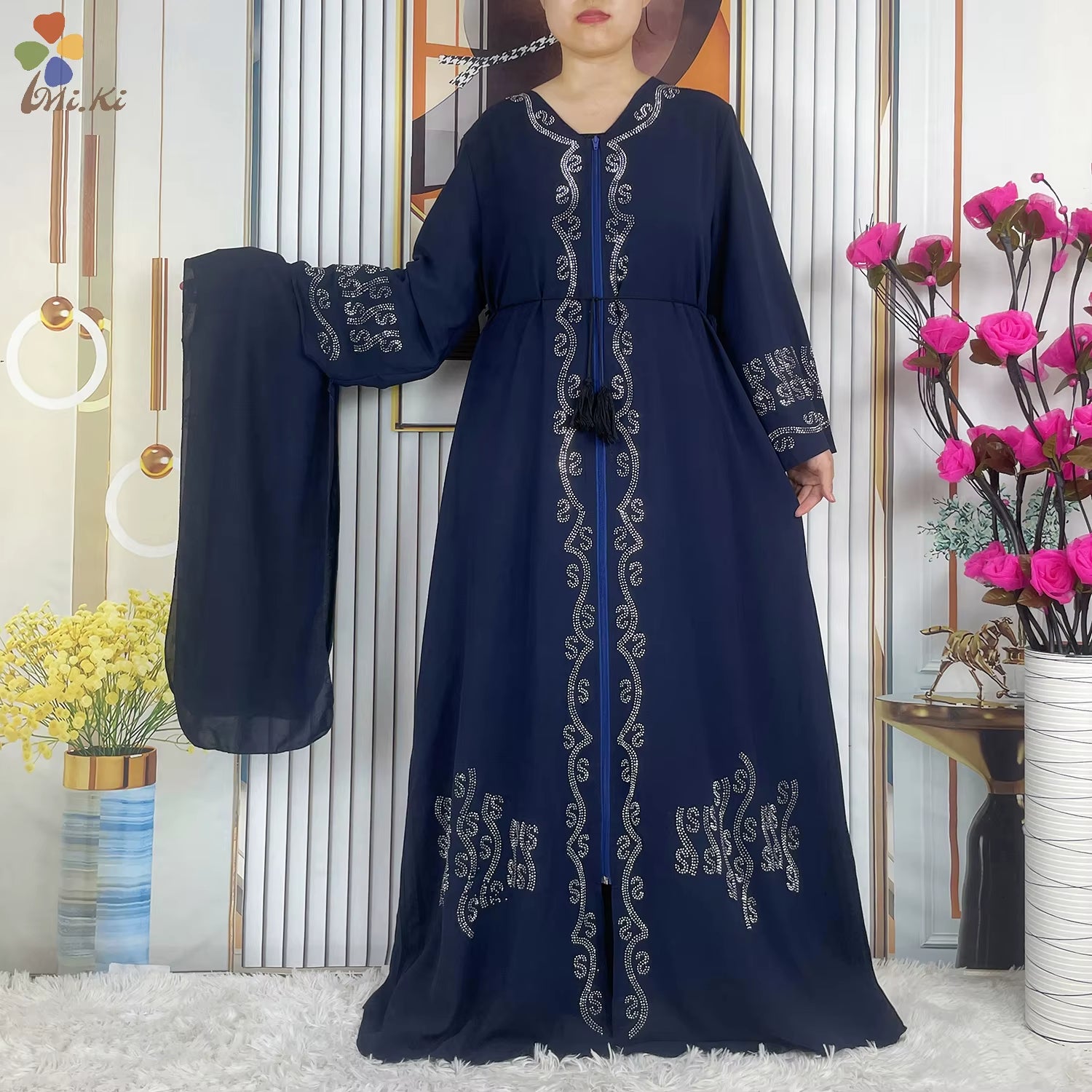 New Ramadan Muslim Dubai Abaya Long Sleeve Chiffon Loose Dashiki Muslim Cardigan Open Abayas African Women Clothing