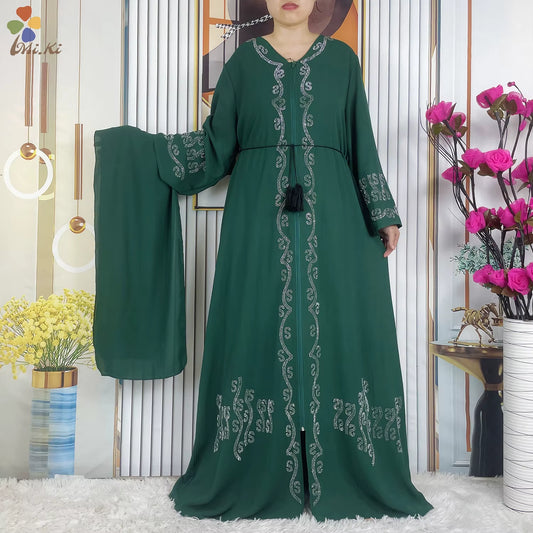 New Ramadan Muslim Dubai Abaya Long Sleeve Chiffon Loose Dashiki Muslim Cardigan Open Abayas African Women Clothing