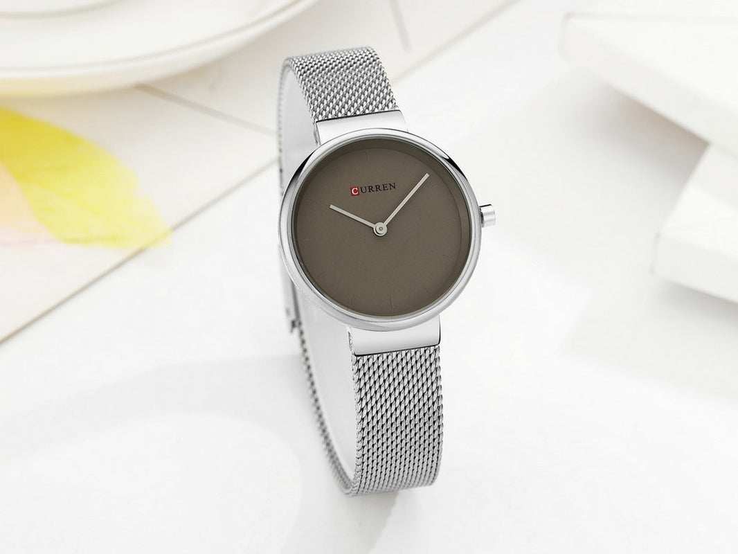 Fashion New Water Quartz Watch Women'S Mesh Belt Casual Business Pointer Watch