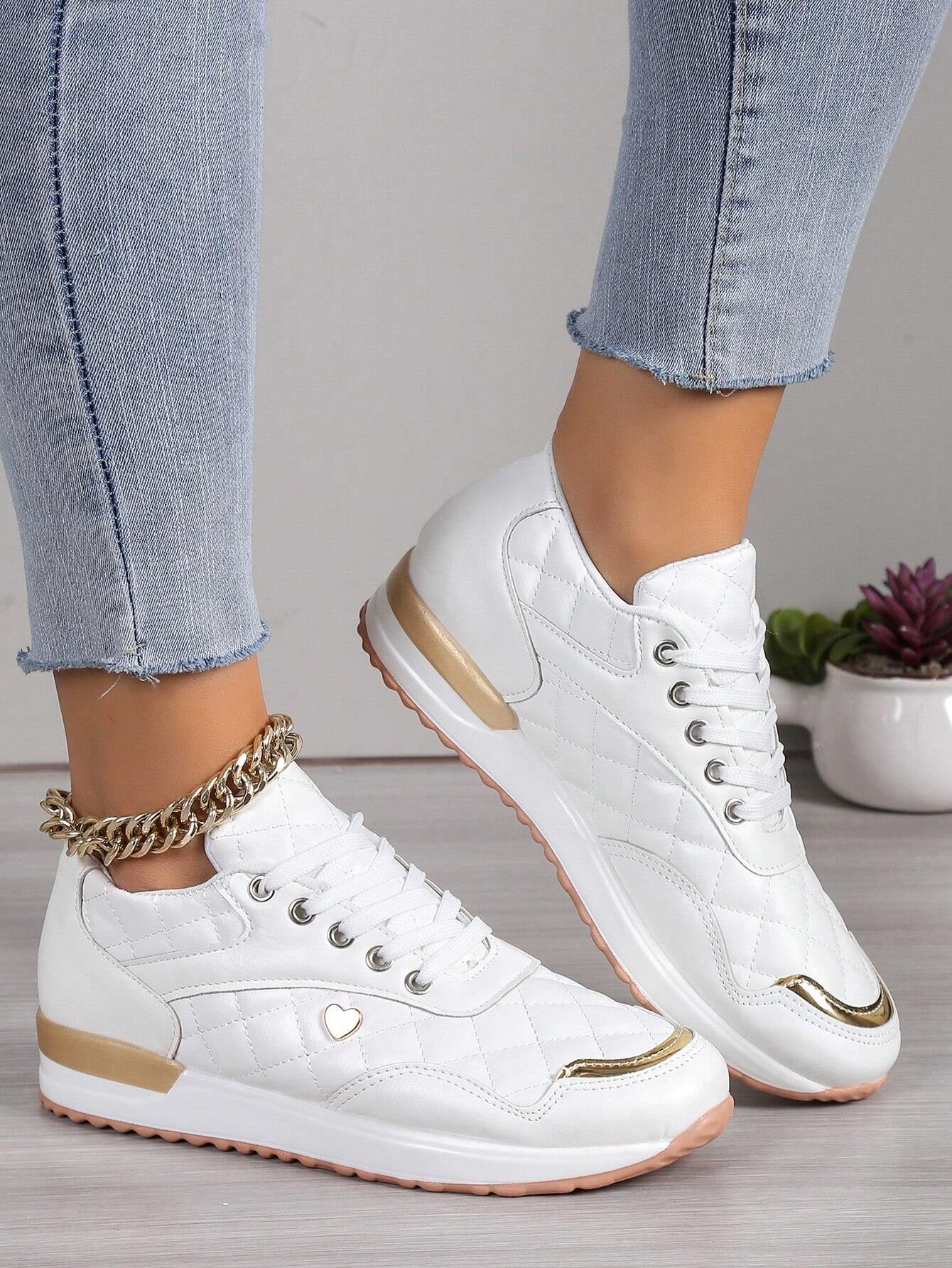 Comfortable Women'S Sneakers with Thick Soles and Lace-Up Design for Active Lifestyle