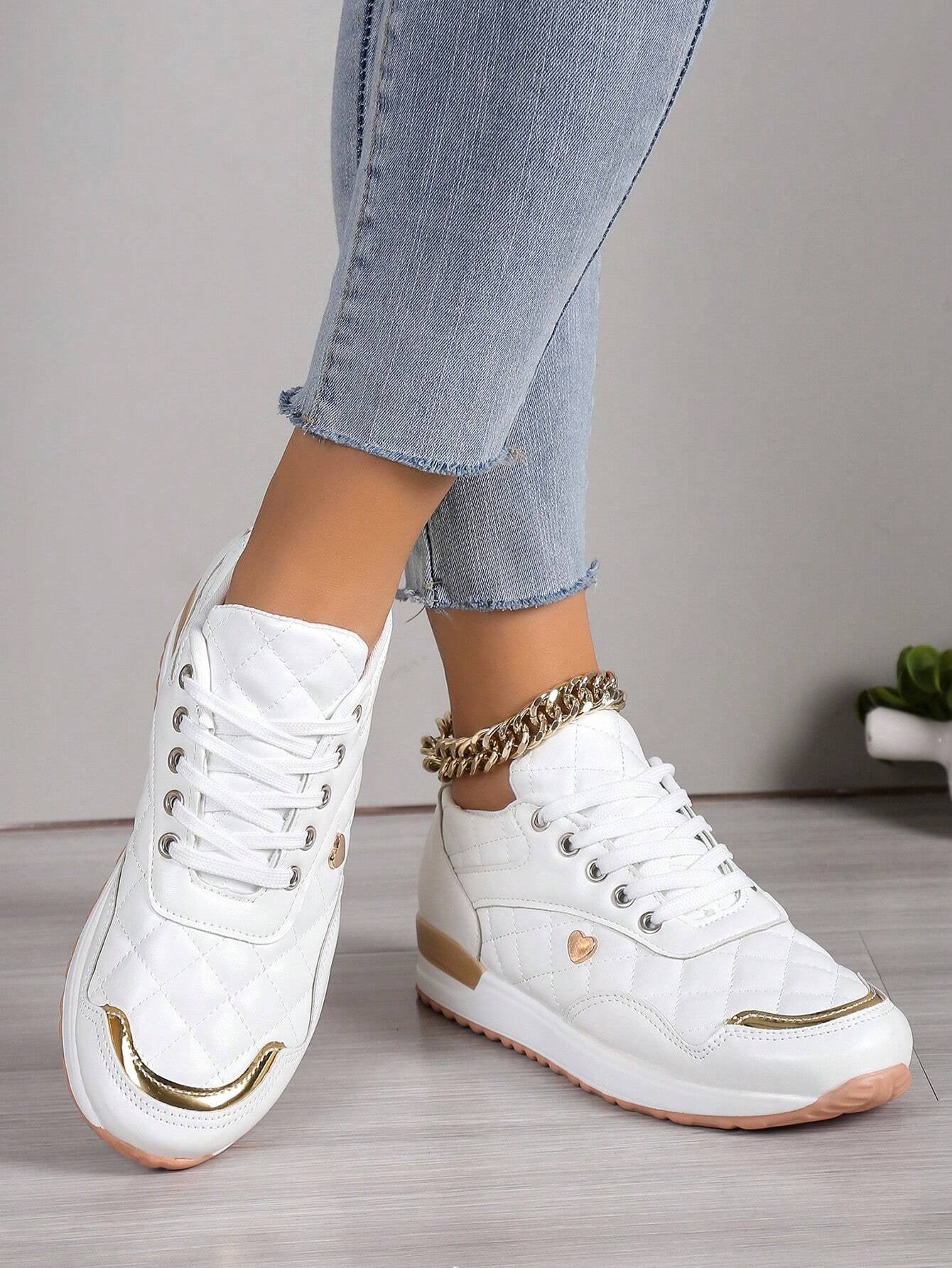 Comfortable Women'S Sneakers with Thick Soles and Lace-Up Design for Active Lifestyle