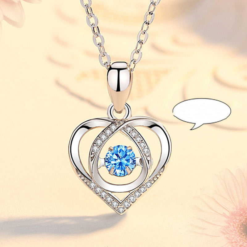 Beating Heart Necklace Women'S Korean-Style Elegant Smart Heart-Shaped Collarbone Necklace Valentine'S Day Gift Pendant