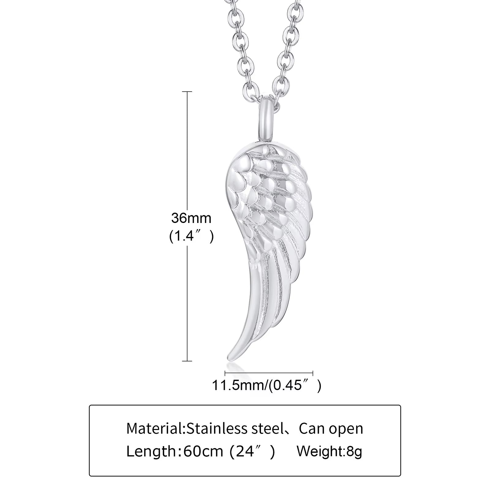 Angel Wing Cremation Necklace for Women Men,Stainless Steel Urn Pendant Ashes Holder Memorial Jewelry,Keepsake Gift