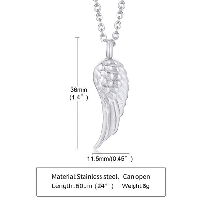 Angel Wing Cremation Necklace for Women Men,Stainless Steel Urn Pendant Ashes Holder Memorial Jewelry,Keepsake Gift