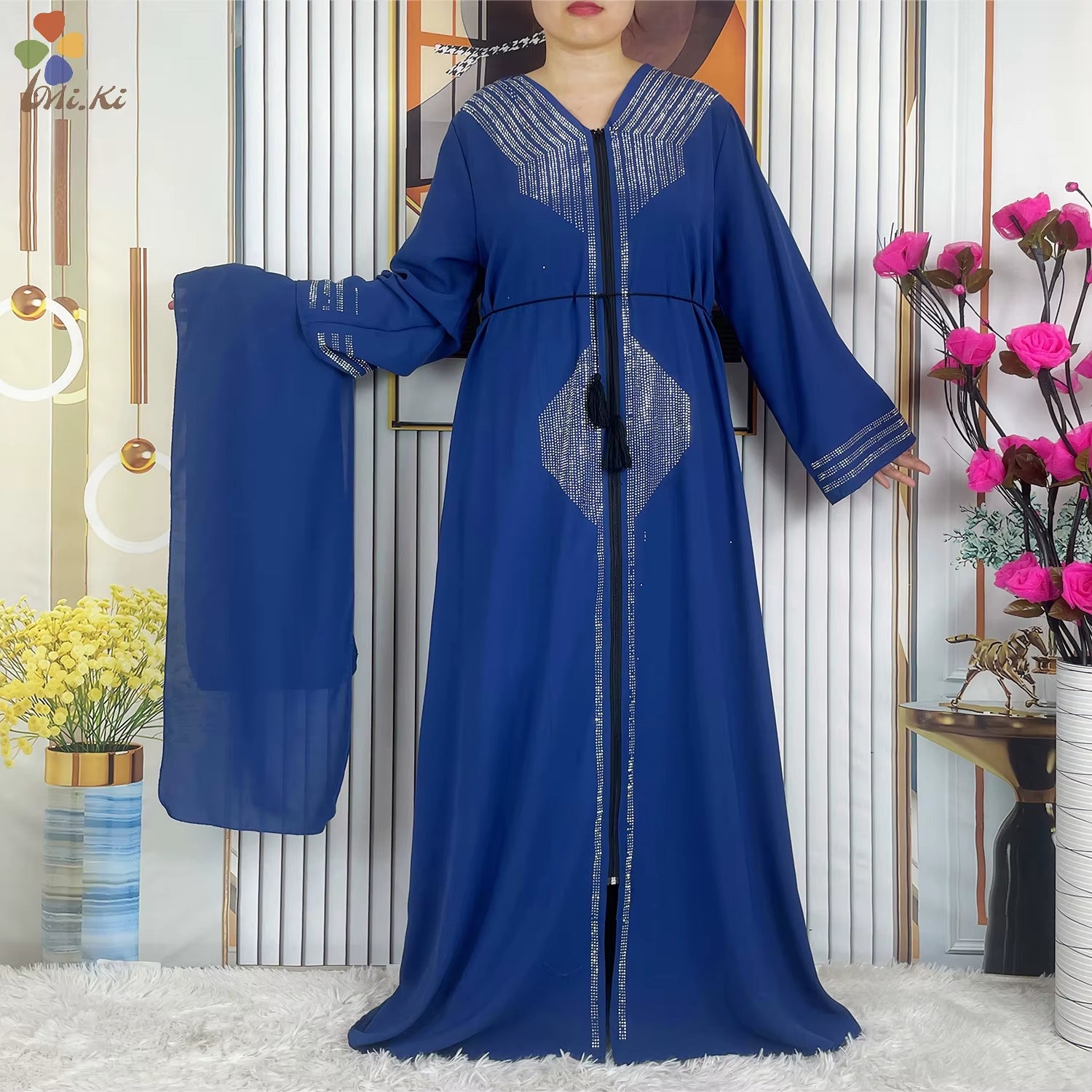 New Ramadan Muslim Dubai Abaya Long Sleeve Chiffon Loose Dashiki Muslim Cardigan Open Abayas African Women Clothing