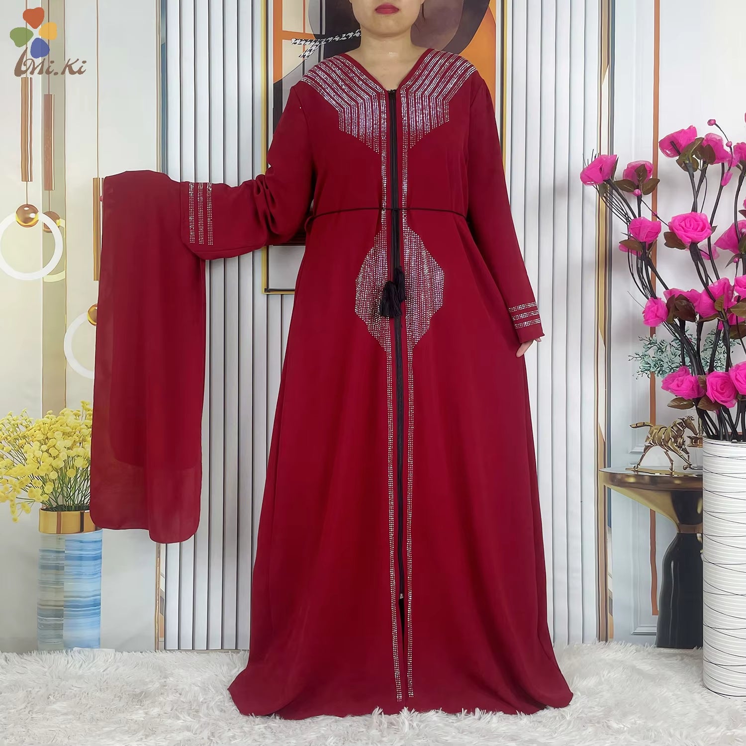 New Ramadan Muslim Dubai Abaya Long Sleeve Chiffon Loose Dashiki Muslim Cardigan Open Abayas African Women Clothing