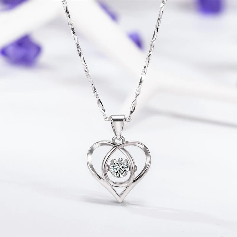 Beating Heart Necklace Women'S Korean-Style Elegant Smart Heart-Shaped Collarbone Necklace Valentine'S Day Gift Pendant