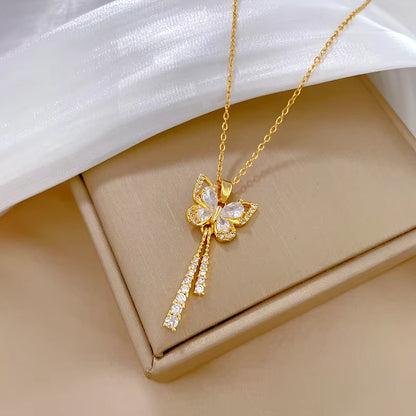 Charming Butterfly Necklace for Women Stainless Steel Jewelry Cute Romantic Clavicular Chain Chocker Bridal Wedding Party Gifts