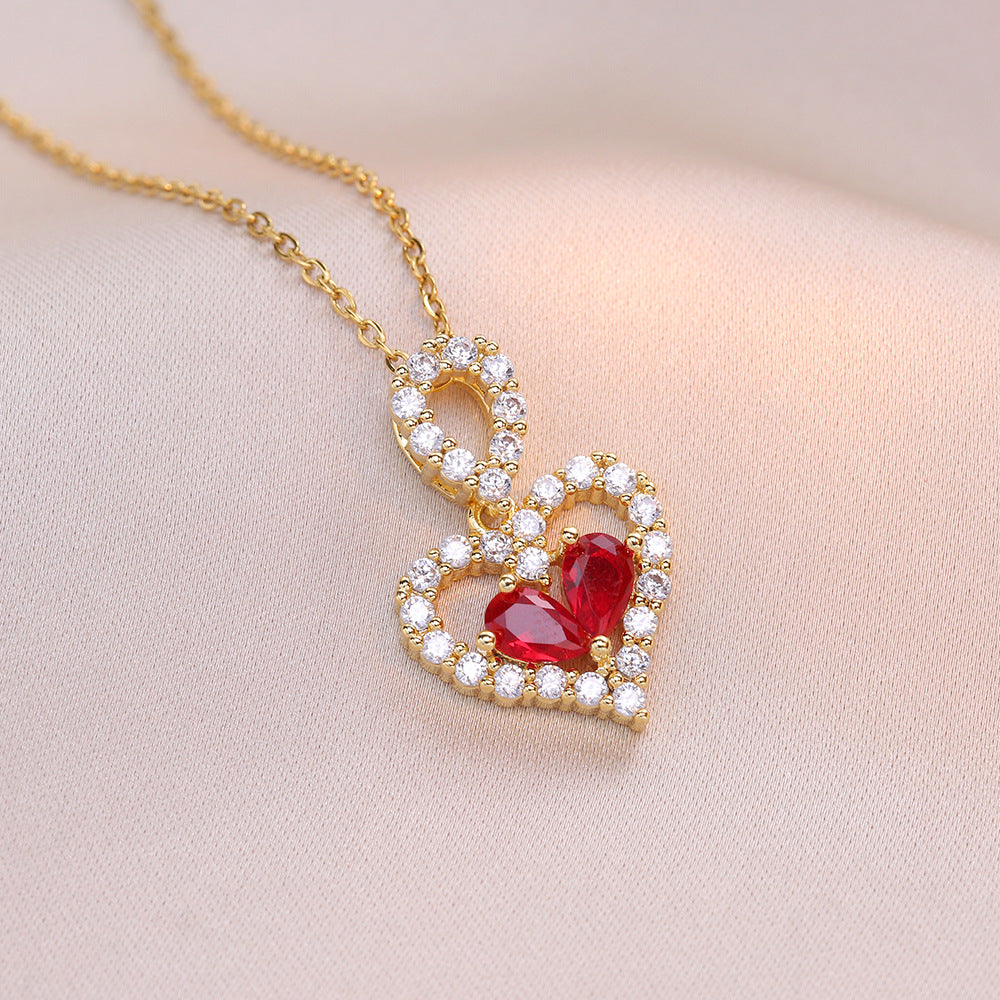 Exquisite Luxury Rhinestone Crystal Heart Pendants Necklaces for Women Party Jewelry Gifts Fashion Jewelry