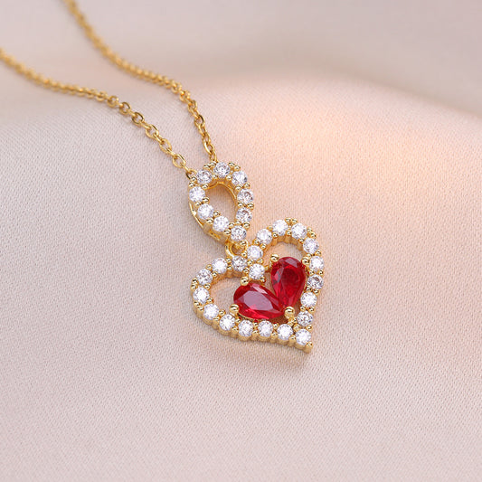 Exquisite Luxury Rhinestone Crystal Heart Pendants Necklaces for Women Party Jewelry Gifts Fashion Jewelry