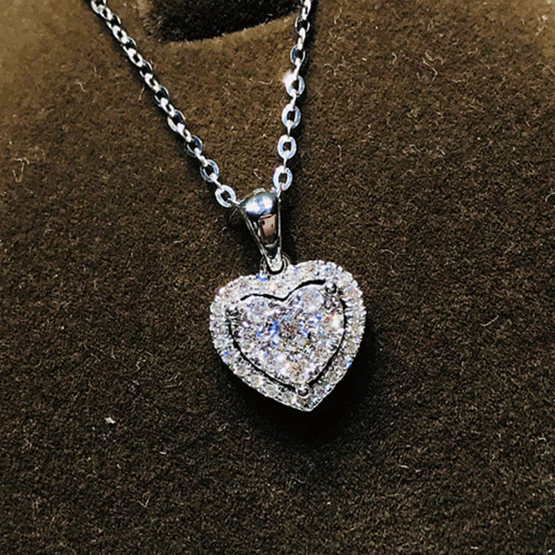 Light Luxury Minority Metal Heart-Shaped Zircon Necklace