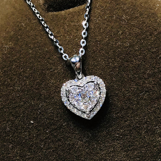 Light Luxury Minority Metal Heart-Shaped Zircon Necklace