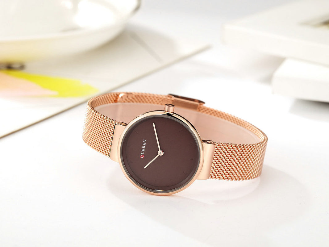 Fashion New Water Quartz Watch Women'S Mesh Belt Casual Business Pointer Watch